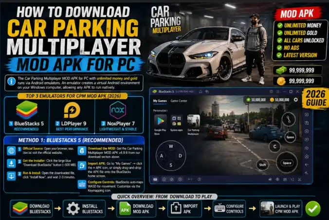 How to Download Car Parking Multiplayer MOD APK For PC